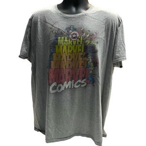 Vintage Retro Marvel Comics All Characters Gray T-Shirt